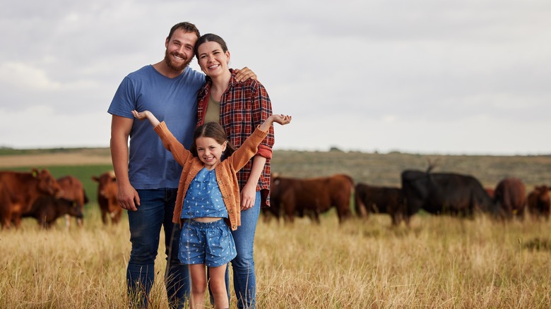 Family on a cattle farm