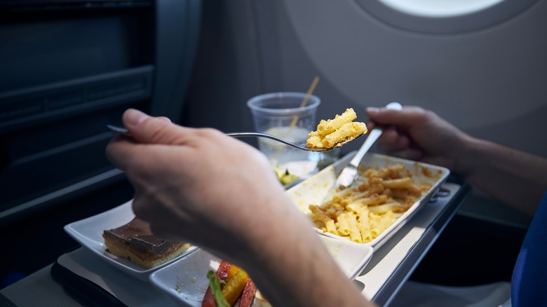 airplane meal with silverware
