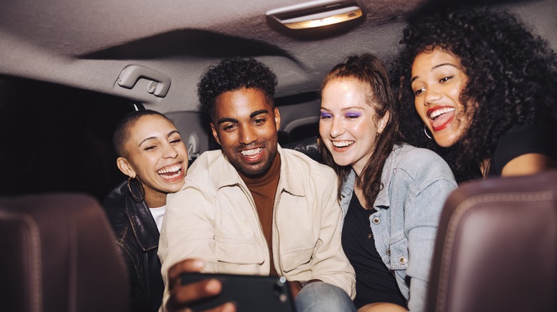 friends in a rideshare