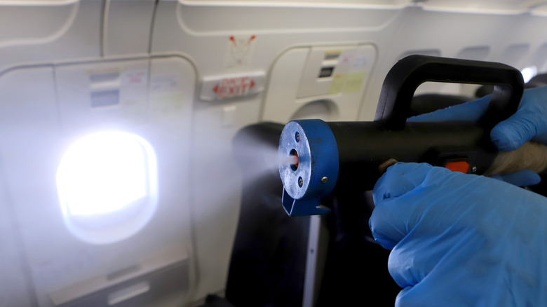 disinfectant sprayed in airplane