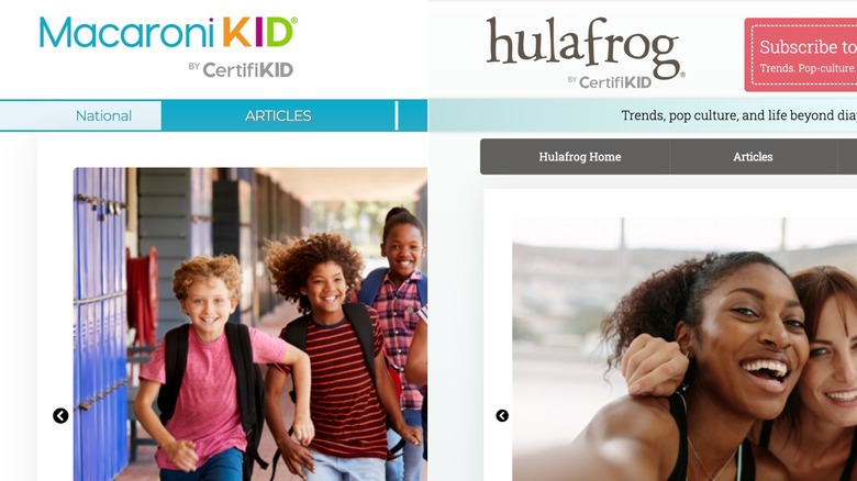 Hulafrog and Macaroni KID homepages