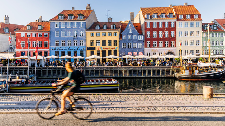 Bicycle rider passing through Copenhagen