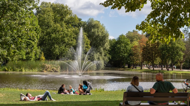 Vondelpark lake with fountain