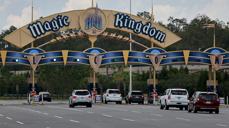 Cars entering Magic Kingdom parking