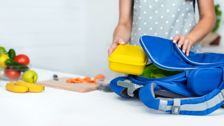 Packing backpack with food