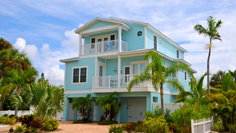 blue wooden beach house Florida