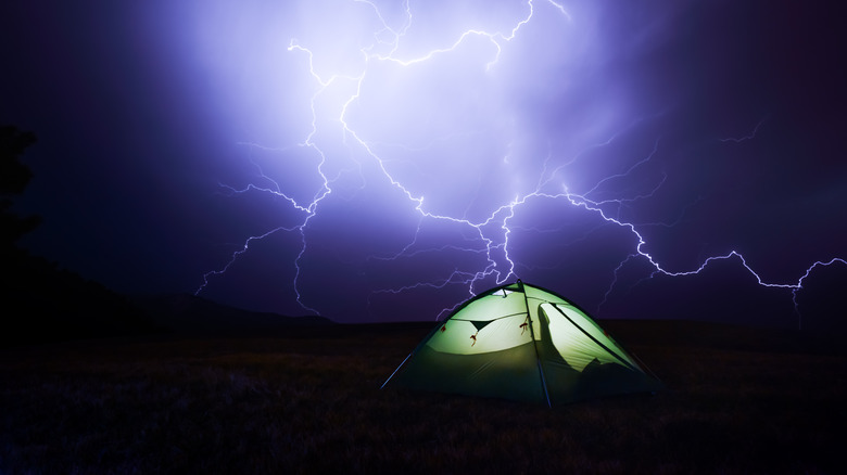 Lightning above a tent