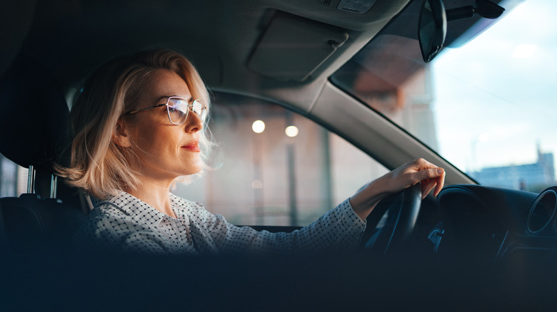 Woman driving a car