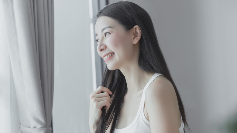 Woman sitting up straight