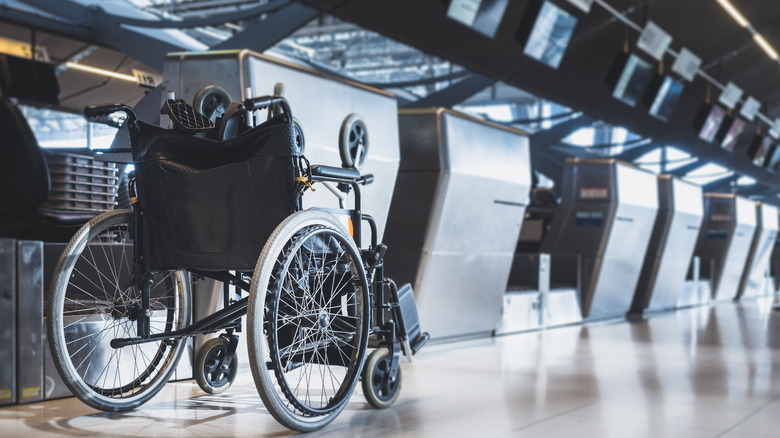 wheelchair at airport check-in counter
