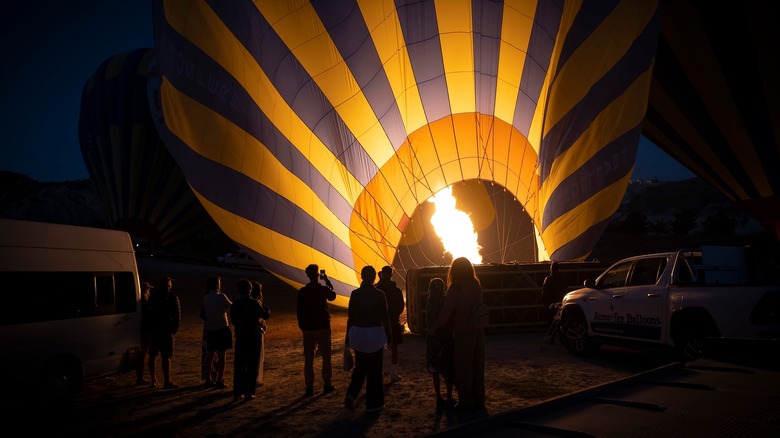 Inflating a hot-air balloon