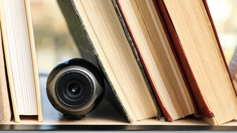 Hidden camera on bookcase