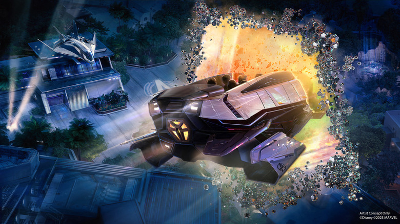 Concept art for the ride vehicle from the new ride in Avengers Campus