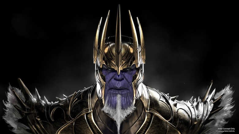 Concept art for King Thanos from the latest ride in Avengers Campus