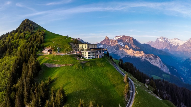 Panorama of mountain hotel