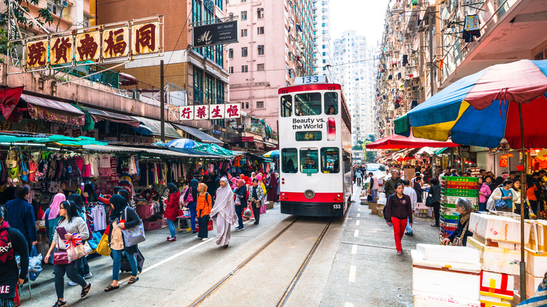 Shop stalls in Hong Kong