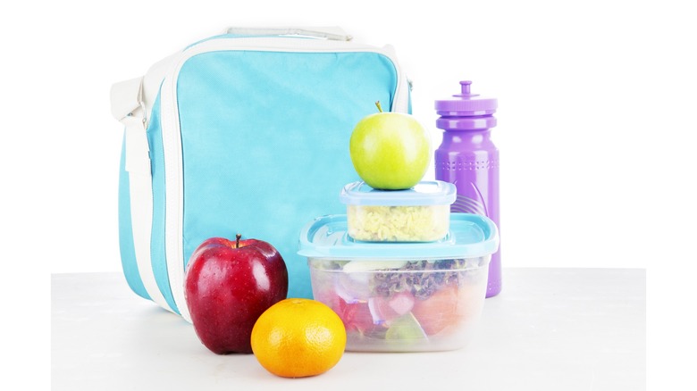 healthy snacks and travel bag