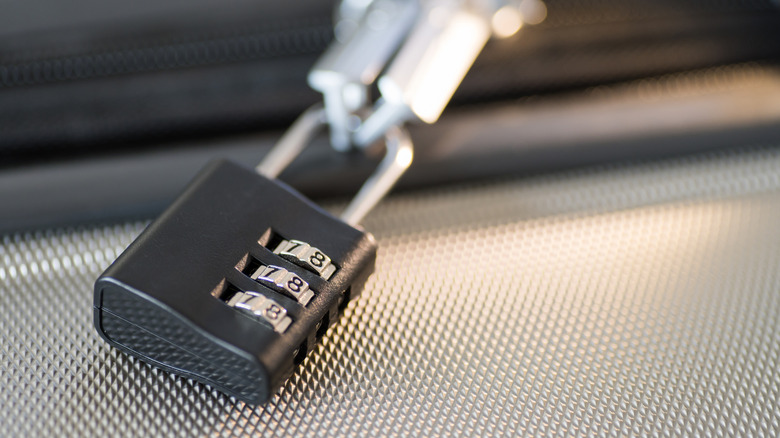closeup of luggage lock