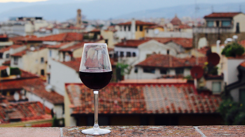 red wine on ledge