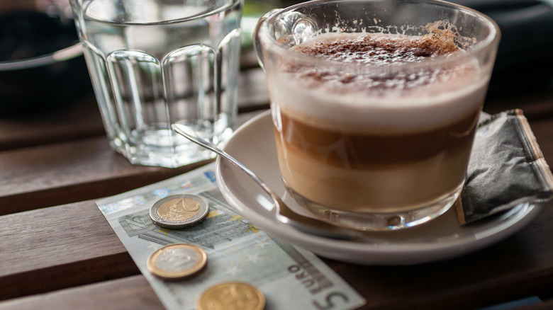 Payment and tip for coffee