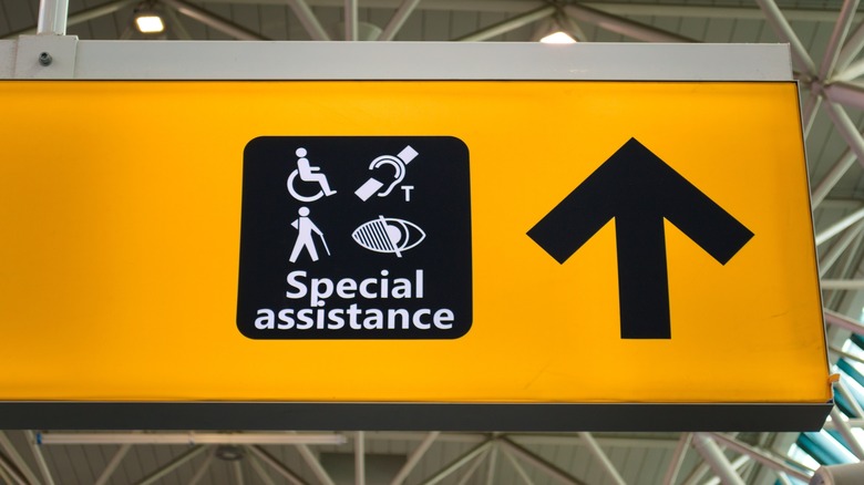 Special assistance signboard at airport