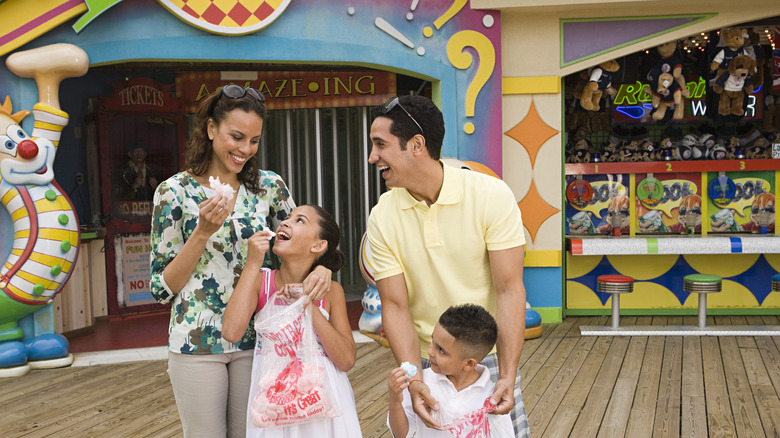 Family enjoying theme park