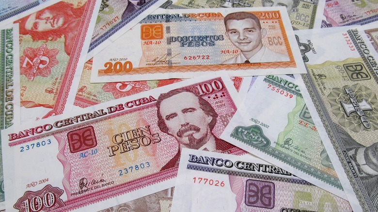 Cuban peso notes flatlay
