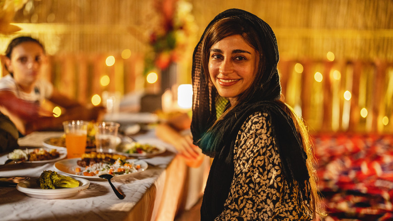 Woman dining in Dubai