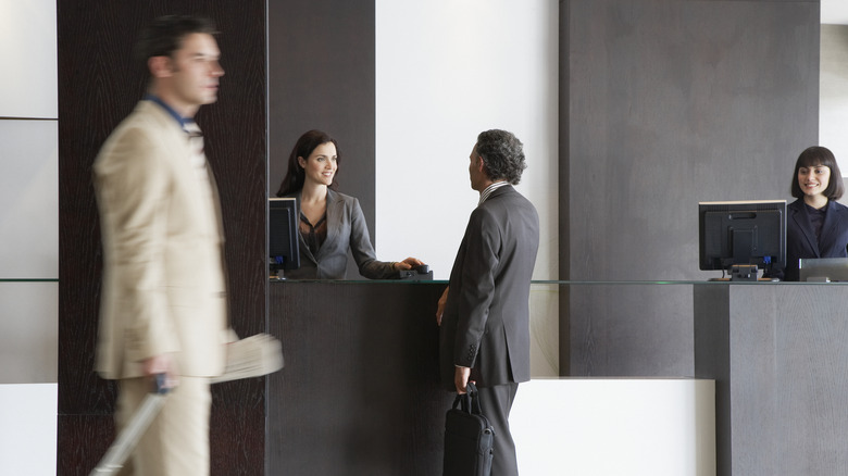 Business travelers at hotel