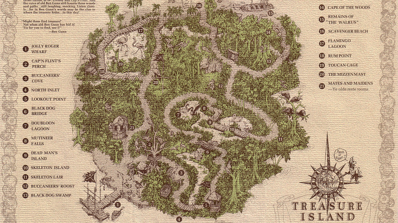 Old map Treasure Island, Disney World, Florida