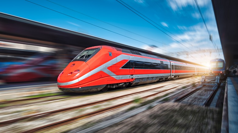 Moving high-speed train