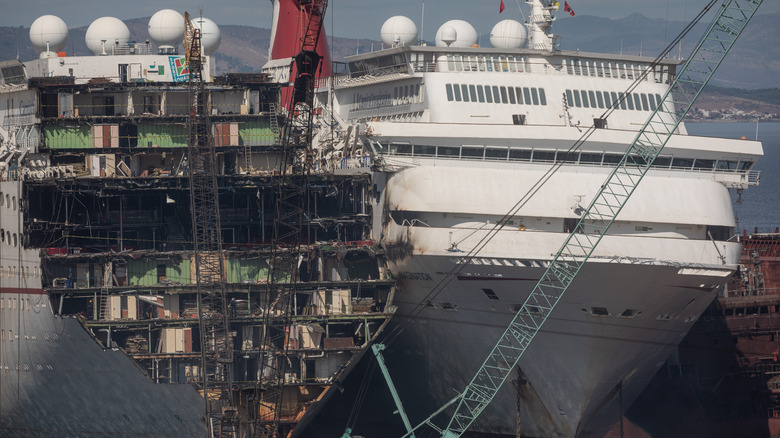 Cruise ship taken apart
