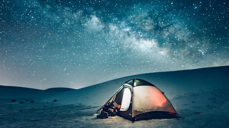 camping on white sands