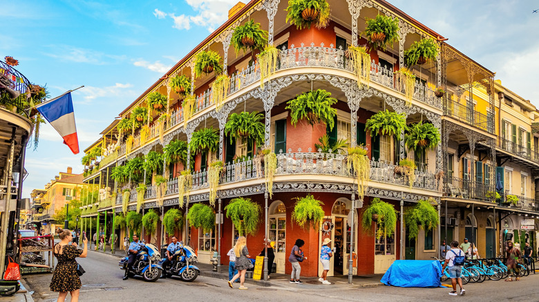 Lively street in New Orlean's French Quarter