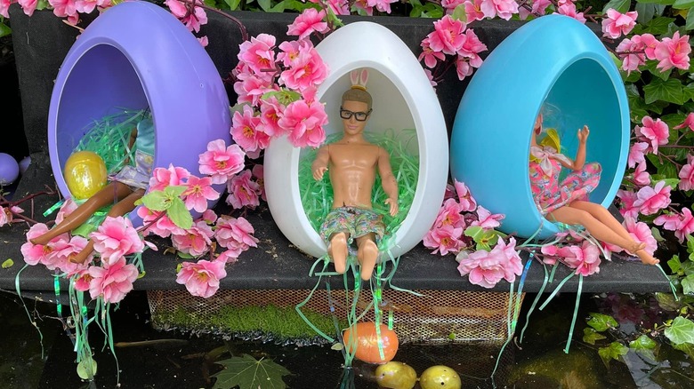 Ken dolls in Easter eggs