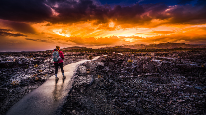 hiker at Craters of the Moon 