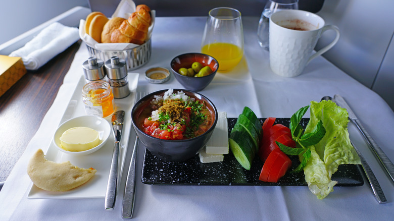Meze meal served on Qatar Airways