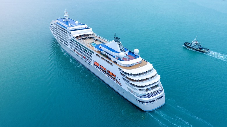 cruise ship in blue ocean