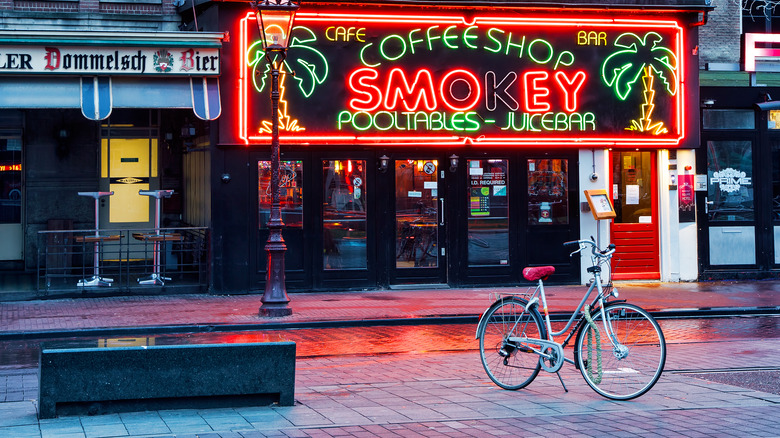 Exterior of Amsterdam coffeeshop