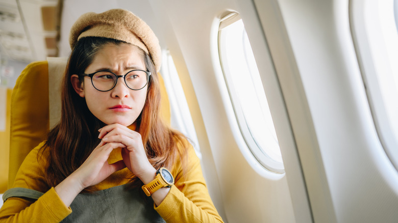 Nervous person on a plane