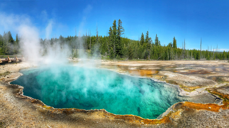 Abyss Pool Yellowstone steaming hot