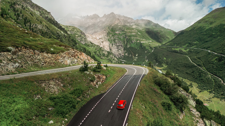 Car on Swiss road