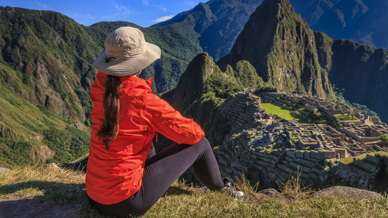 Woman exploring Machu Picchu
