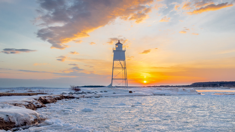 Frozen water lighthouse