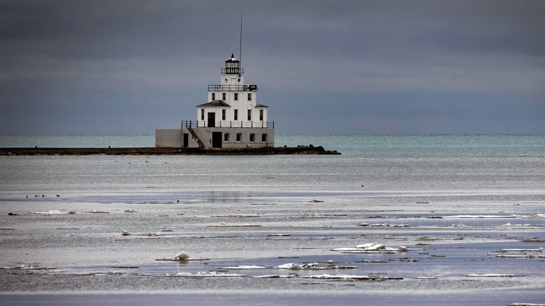 Lighthouse in frozen waters