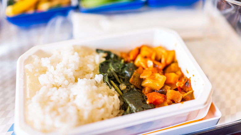 Vegetarian meal on an airplane