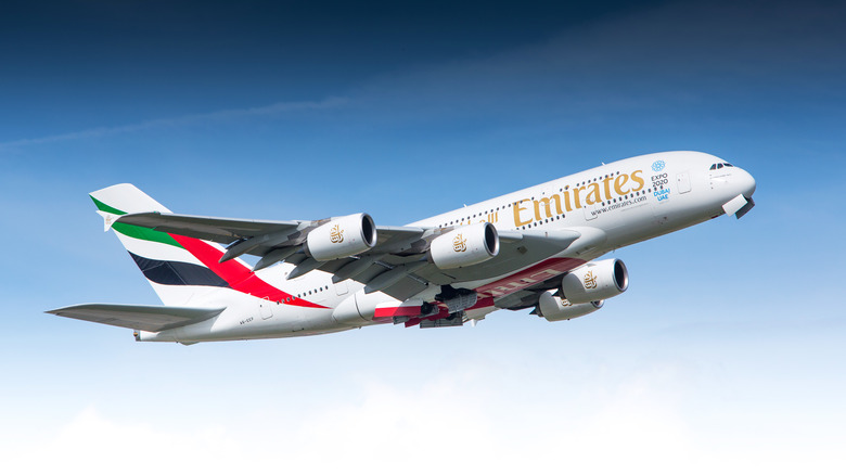 Emirates plane in the sky