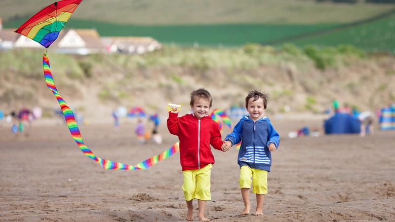 two kids at Woolacombe Beach 