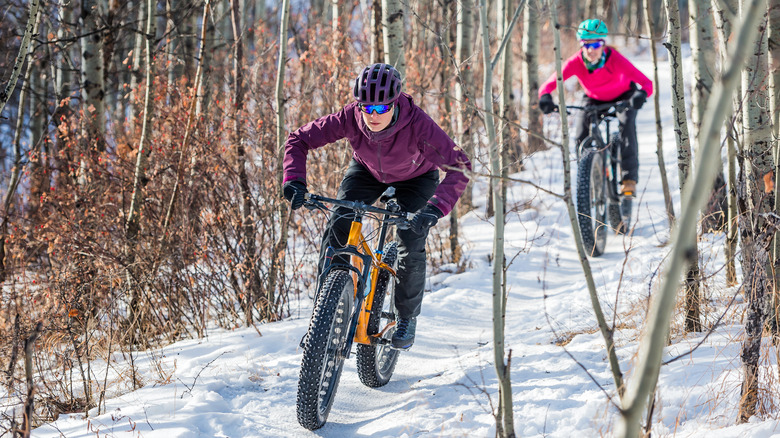 Women riding fat bikes