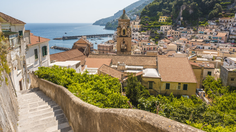 Long staircase in an Italian fishing village